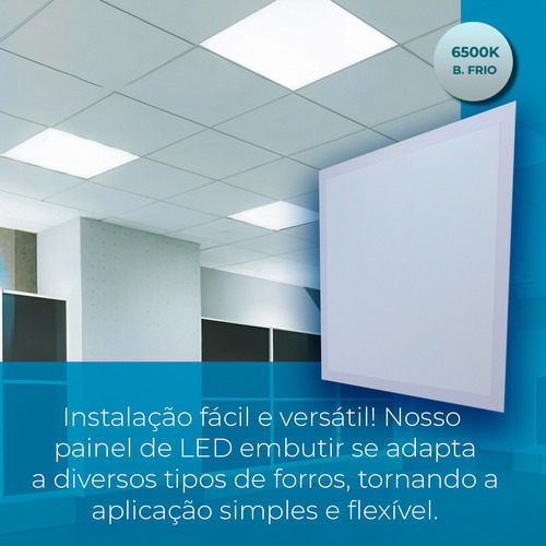 Painel Led 62x62 Cm 6500k Luminaria 48w Branco Frio Quadrado