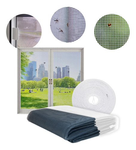 Malla Mosquitero Para Ventana Red Anti Insectos Ajustable Gris 150cm X 90cm