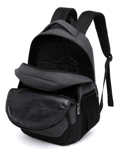 Mochila Escolar Espaçosa Masculina Resistente Cor Cinza Desenho Do Tecido Lisa