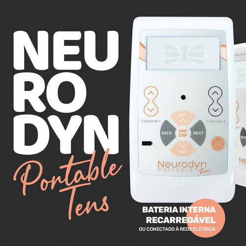 Aparelho De Tens Neurodyn Portátil Ibramed 4 Placas 2 Canais Cor Branco 110v 220v (bivolt)
