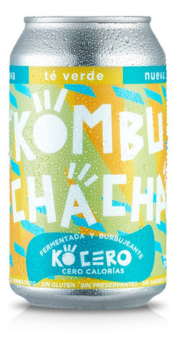 Pack 4 Bebidas Burbujeantes Kombuchacha Té Verde 350ml