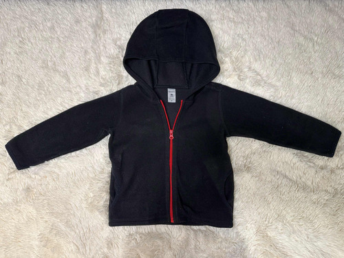 Campera Polar Niño T.4 Carters Negro. Com Capucha