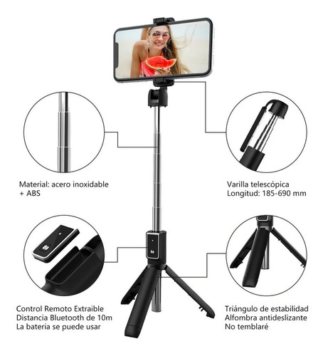 Monopod Selfie Stick Trípode Bluetooth Con Control Remoto