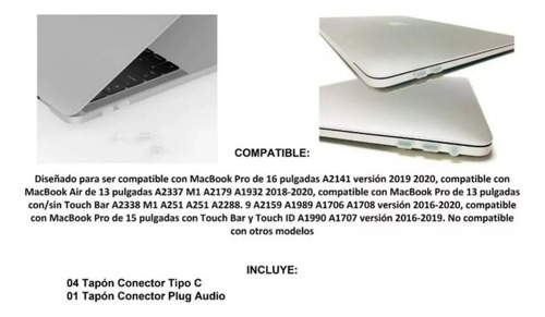 Tapon Silicona Antipolvo 5 Pzs Para Notebook Macbook Blanco