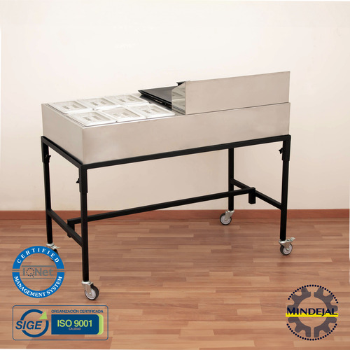 Baño María 6 Insertos Acero Inox Con Plancha Y Ruedas
