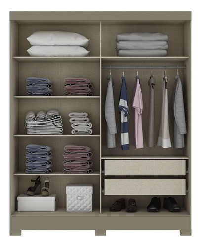 Guarda Roupa 2ptas Correr 2gavs C/esp B74 Duna/cristal-henn