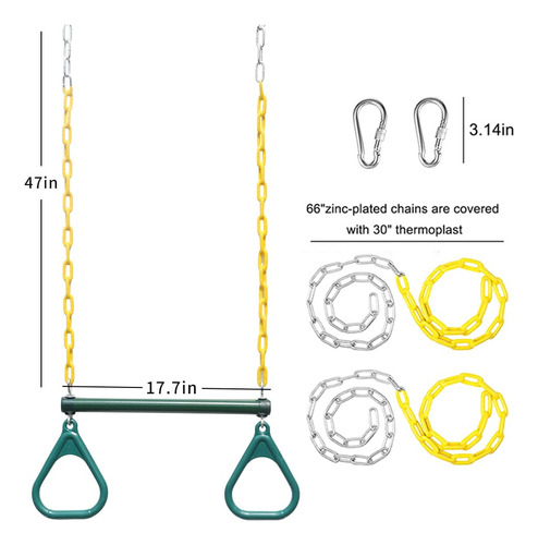 Trapecio Swing Bar Con Anillos Y Cadenas Para Columpio Grenn