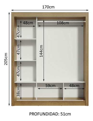 Ropero Closet Madesa Monaco 3 Puertas 2 Espejos M