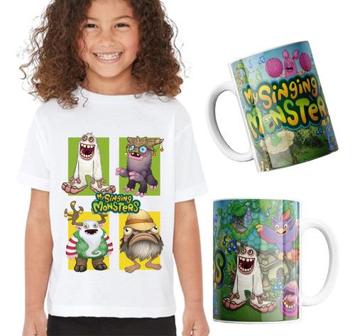 Playera My Singing Monsters Para Niños Kit Playera + Taza 