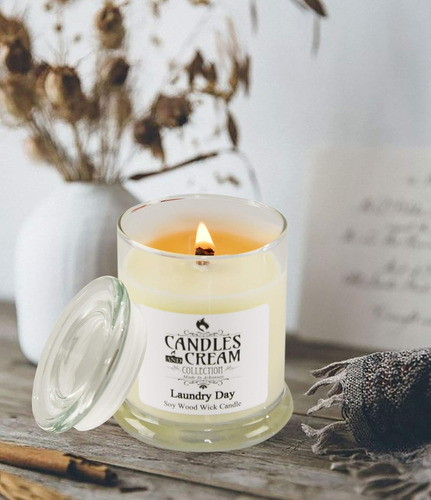 Velas Y Vela De Mecha De Madera De Soja De Velas Y Crema, Va