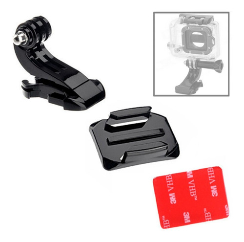 Kit Base Curva + Soporte J + Adhesivo Para Camara Deportiva