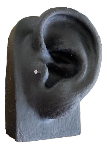Piercing De Titânio Pedrinha De Luz Orelha Medusa Flat 2mm Cor Prateado