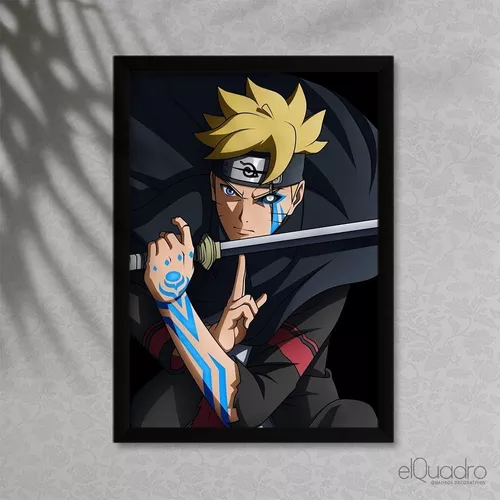 Quadro Decorativo Naruto Boruto Animes c/ Moldura e Vidro