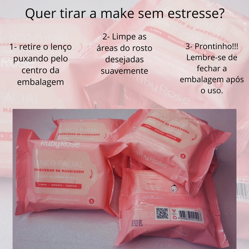 Imagem 3 de 8 de Lencinho Facial Umidecido Tira Maquiagem Rápido Ruby Rose