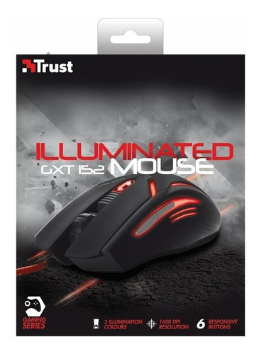 Mouse Trus Gxt 152 Gaming Iluminación Led 6 Botones Negro