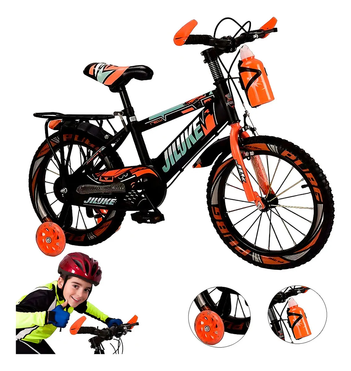 Imagen de Bicicleta Infantil Deportiva Niños R-16 Ruedas Entrenamiento Color Naranja Tamaño del cuadro 16