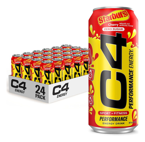 Cellucor C4 Energy Drink, Starburst Cherry, Bebida Carbonata