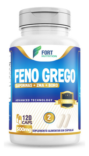 Feno Grego Premium 120 Cápsulas Com Saponinas, Zma E Boro
