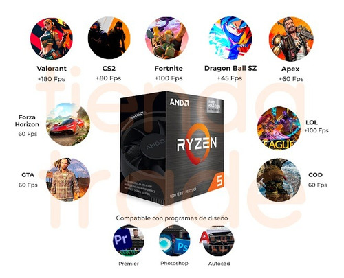Computadora Gamer Completa Amd Ryzen 5 16gb 1tb 18.5 Wi-fi