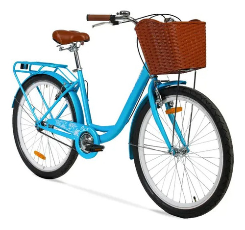 Bicicleta Paseo Mujer Urbana R26 1v Topmega Lux Color Celeste