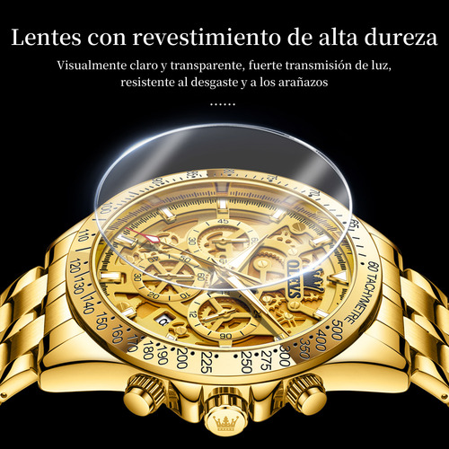 Reloj De Lujo Cuarzo Casual De Acero Impermeable Para Hombre 9913 Gold