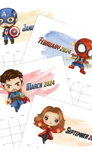 Imágenes Digitales Calendario 2024 Avengers