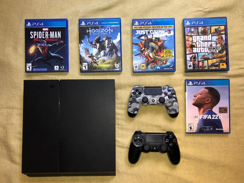 Sony Playstation 4 500 Gb Negro/ 2 Controles/ 5 Juegos