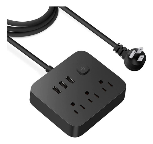 Regleta De 6 Salidas Con Usb Y Enchufe Plano En 45°