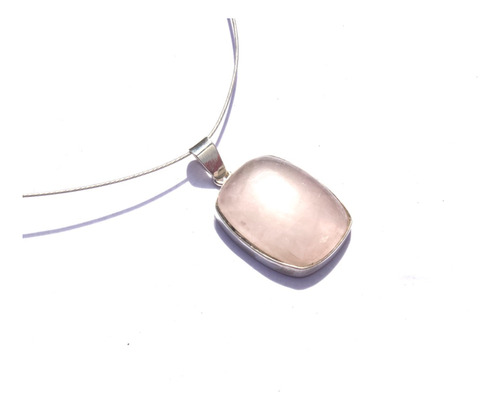 Dije De Piedra Natural Cuarzo Rosa Engarzado En Plata 925/c3