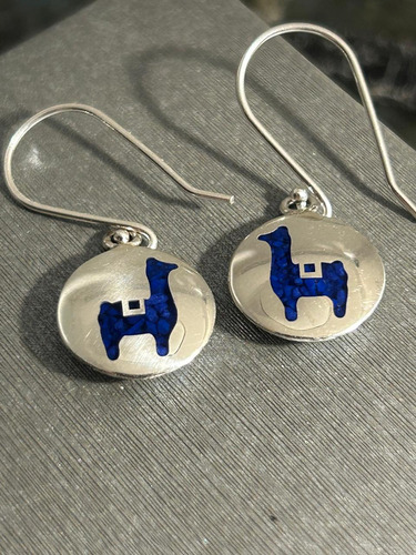 Aros Llama Plata Ley 950 Y Lapislázuli A17