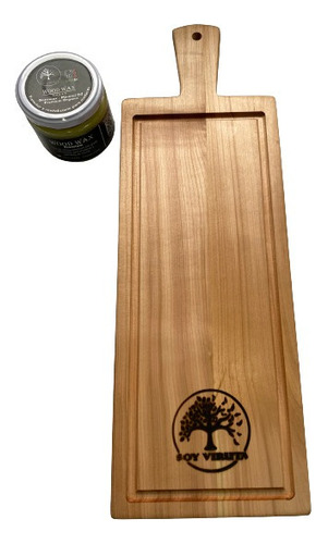 Tabla Aperitivo/parrillera En Madera Lenga 45x15cm Con Mango