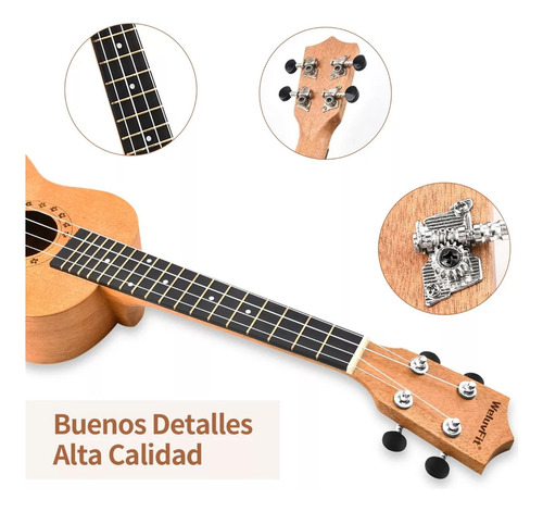 Kit WeluvFit Q349 De Soprano Concierto Acustico 23in Universal Ukelele Pro Y Con Bolsa Correa Cuerda De Nylon Afinador Púas Paño 15 Accesorio