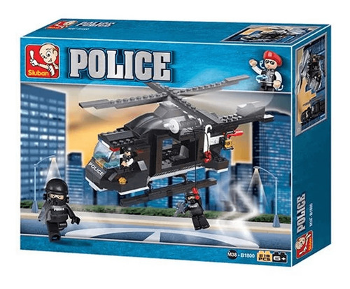 Blocos Policia Helicóptero De Combate 219 Peças - Multikids