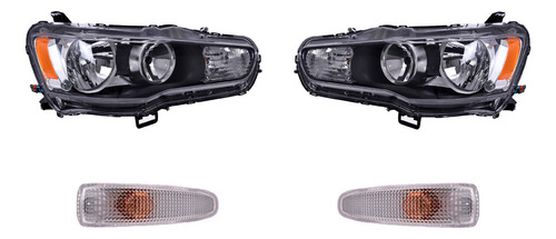 Kit 2 Faros Y 2 Cuartos Lancer 2008-2015 Depo
