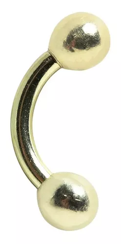 Piercing Sobrancelha em Ouro 18k Pino Curvado Bolinha