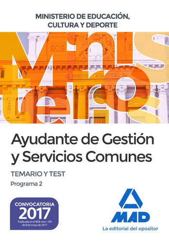 Ayudante Gestion Y Servicios Comunes Ministerio Temario 2...