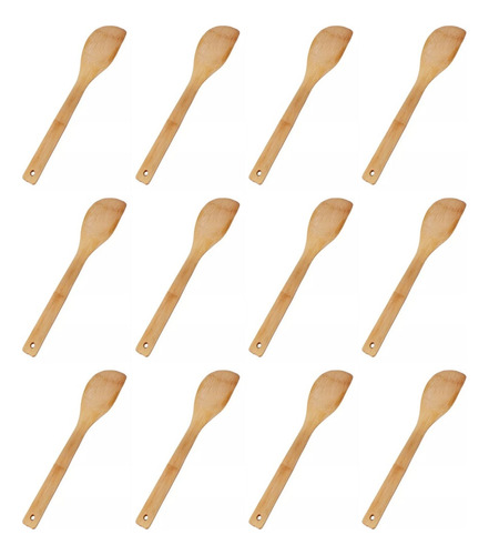 Pack 12 Espátula De Madera  Bambú Para Cocinar 30cm