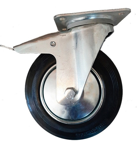 Imagen 1 de 1 de Rueda Carrito Giratoria Con Freno Goma Metal 160mm