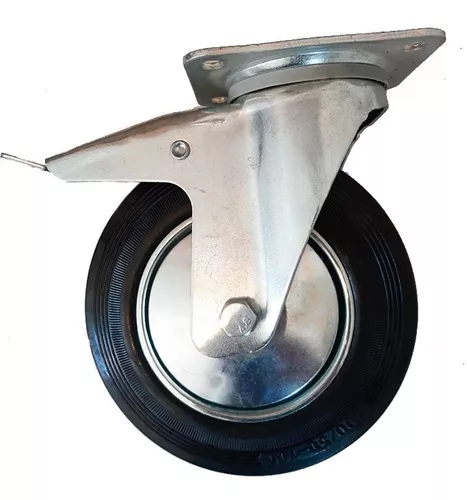 Rueda Carrito Giratoria Con Freno Goma Metal 160mm