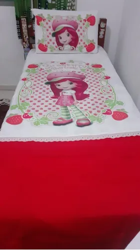 Erosebridal Lençóis de cama de solteiro rosa para crianças Kawaii Frog Cow Lençóis, Morango Fofo, Conjunto