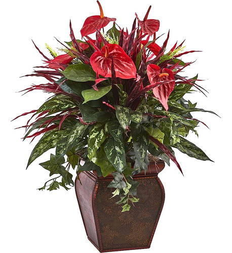 Casi Natural 6905 Anthurium Planta Mixta Con Plantador, Mult