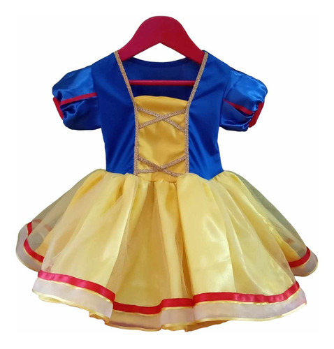 Vestido Corto Disfraz  Blancanieves 1, 2, 3 Y 4 Años