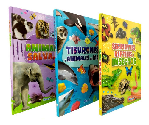 Colección 3 Libros Tiburones, Reptiles, Animales- Infantiles