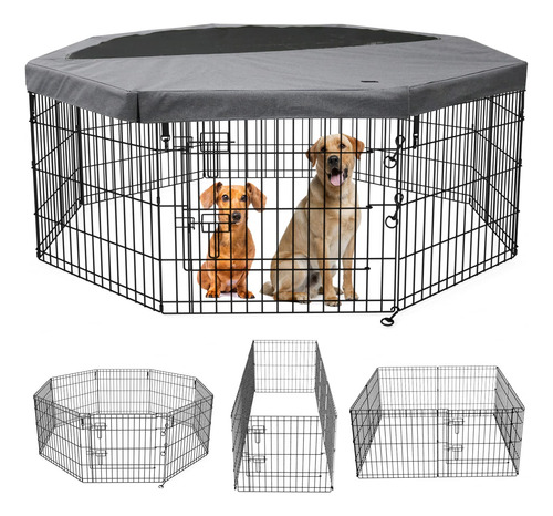 Petime Corral Plegable De Metal Para Perros Y Mascotas, Para