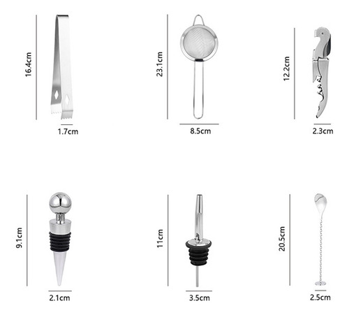 Kit Cocteleria 23pcs Profesional Bartender 750ml Con Soporte
