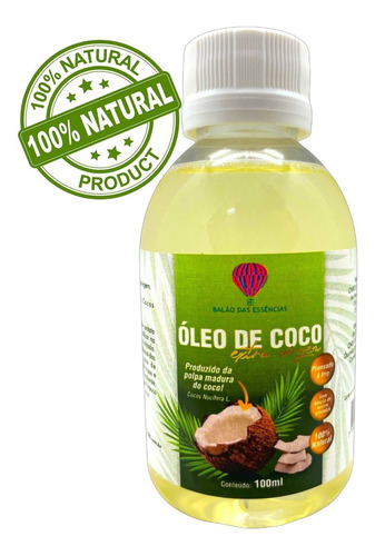 Óleo De Coco Extra Virgem 100% Puro Natural 100ml