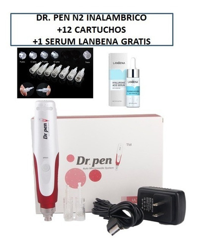Imagen 1 de 4 de Dermapen Dr. Pen N2 Inalambrico +12 Cartuchos+ 1 Hialuronico