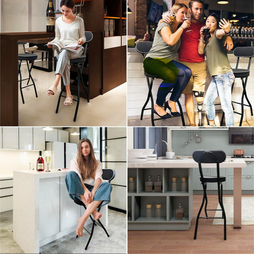 Uwear Taburete De Bar Plegable Con Respaldo Taburetes