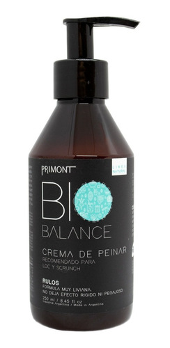 Primont Bio Balance Crema Peinar Vegana Rulos X 250ml Local