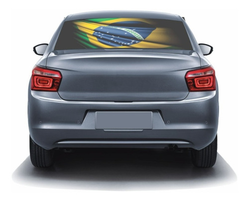 Imagem 3 de 6 de Adesivo Perfurado Carros Bandeira Brasil Vidro Peq 15x30 Cm